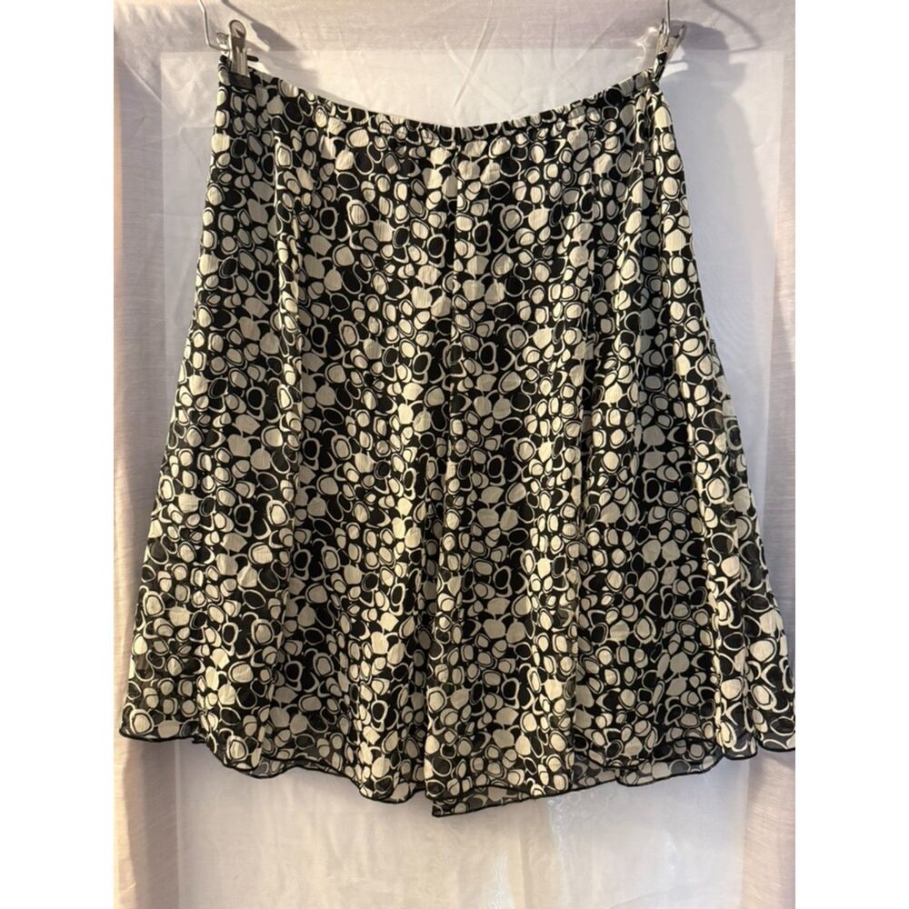 Lily Black & Cream Abstract Floral Midi Skirt | Size L